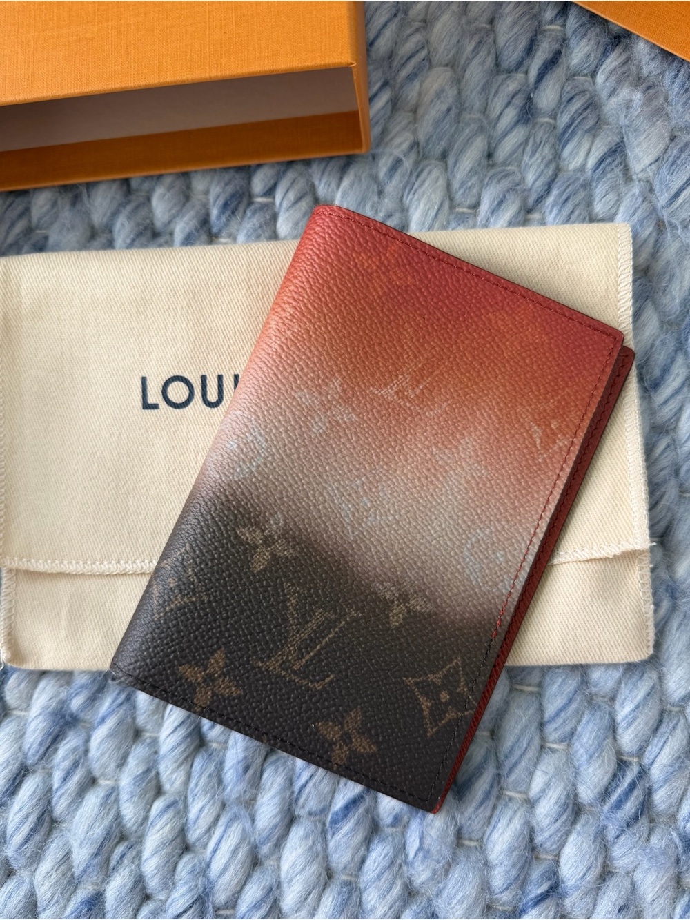Louis Vuitton Orange & Brown Passport Holder NEW